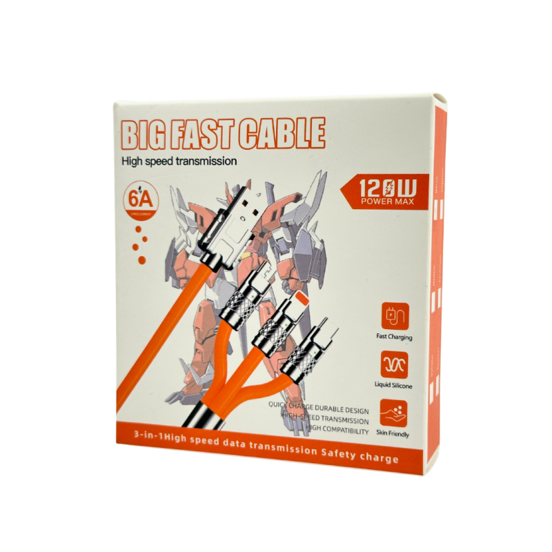 Покращений кабель 3в1 + підсвітка (lightning+Type-C+MicroUSB)